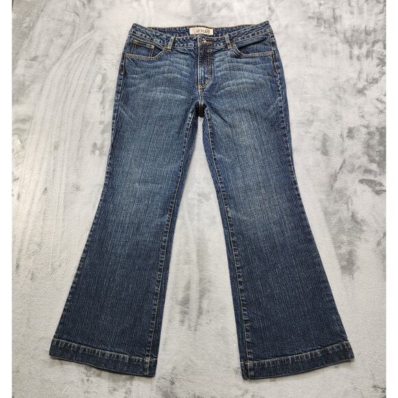 Vintage Faded Glory Jeans Womens 14 PETITE Blue Stretch Flare Mid Rise Casual - Picture 1 of 12